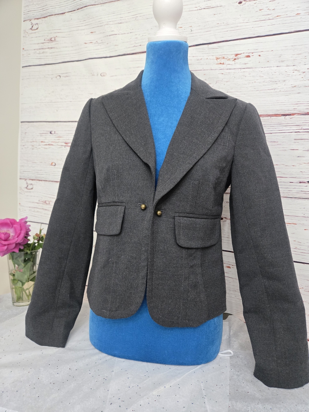 Trina Turk Gray Wool Blend Chain Blazer Size 2
